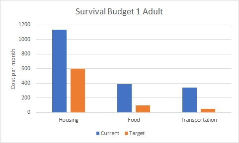 survival budget current vs target